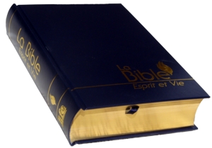 Illustration: Bible « Esprit et Vie » Couverture rigide bleu nuit, tranche dorée