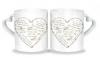 Illustration: Lot de deux mugs duo pour les amoureux  avec versets coeur