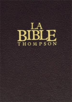 Illustration: Bible Thompson / Cartonnée brune, sans onglets, paroles de Jésus en rouge. 