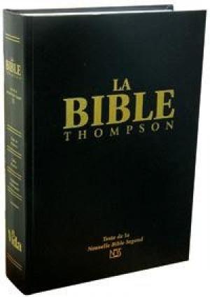 Illustration: Bible Thompson NBS avec onglets, couverture rigide noire, tranche or